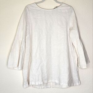 The Nines by Hatch Natural Bell 3/4 Sleeve Tiered Maternity Blouse L